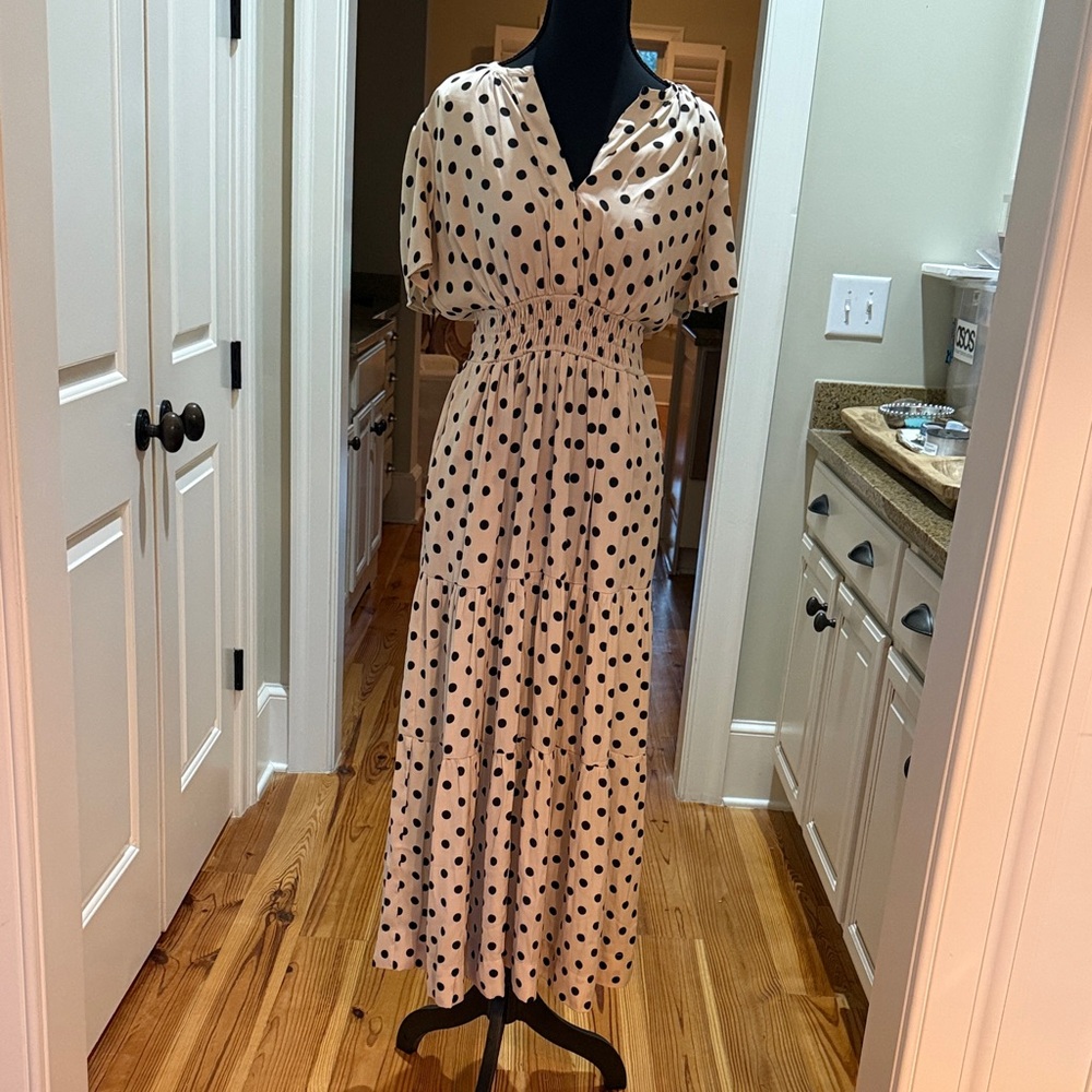 Muse Cream and Black Polka Dot Maxi Dress